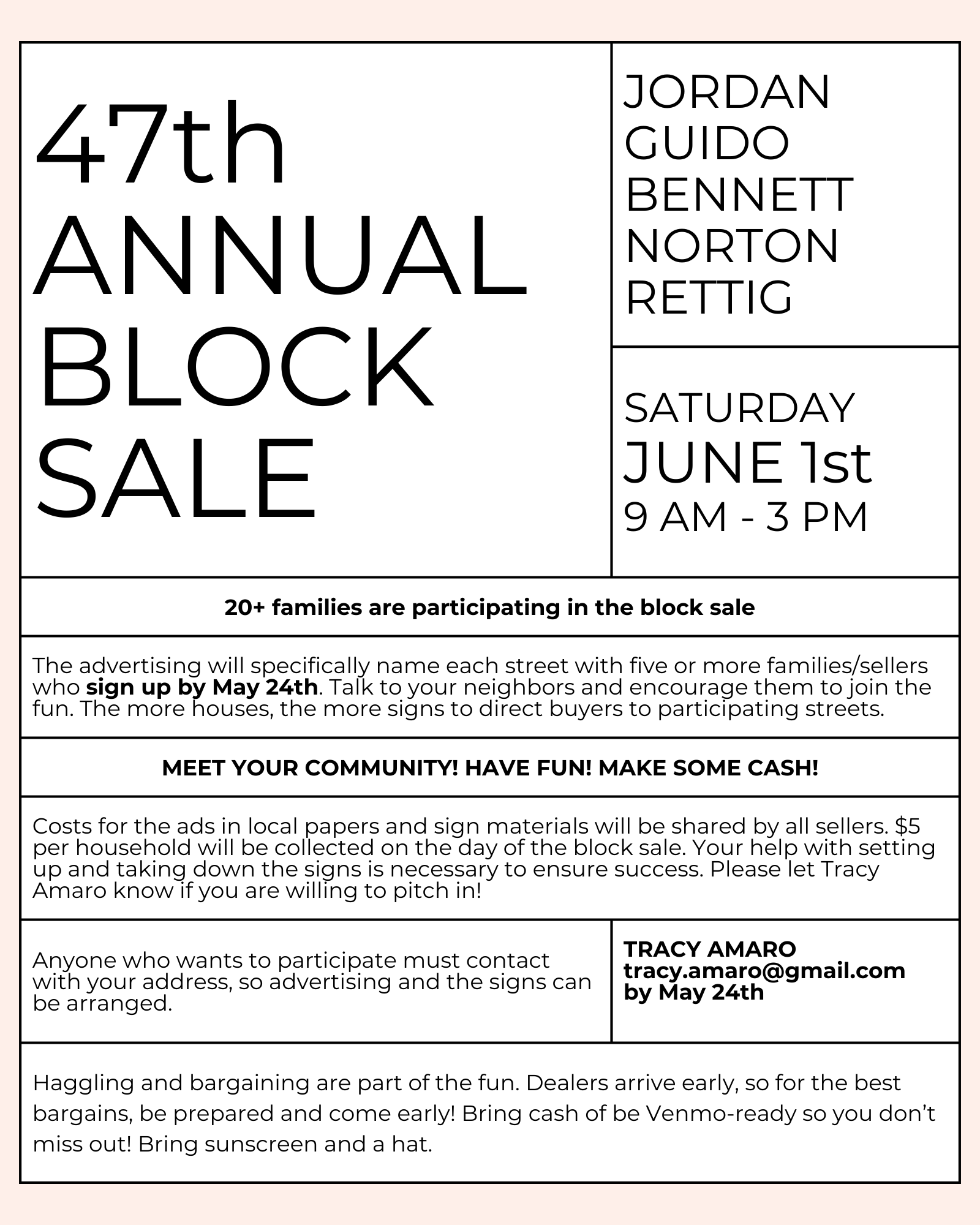 47th Annual Block Sale Flyer